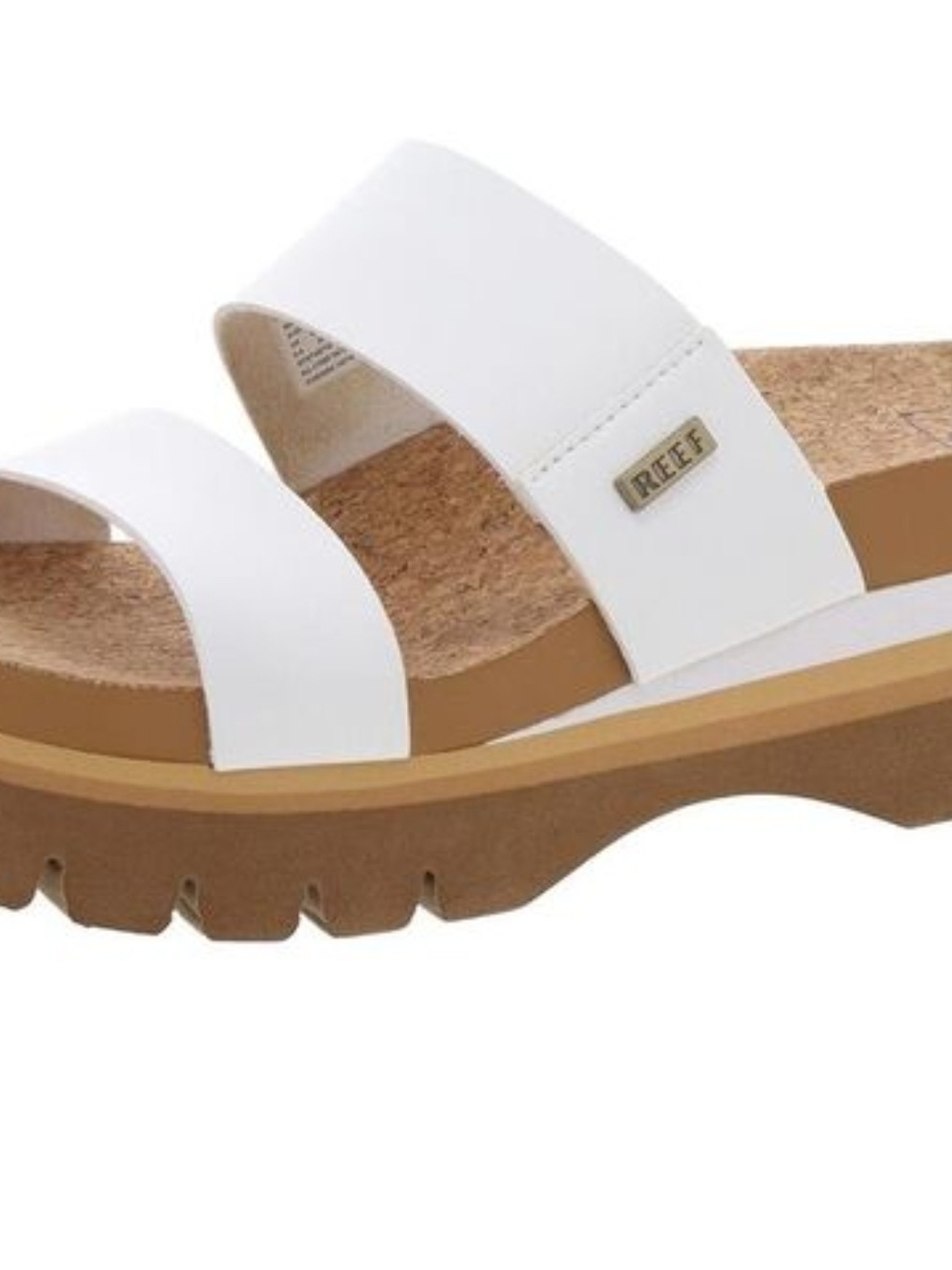 REEF "Cushion Vista Hi" White Two-Strap Platform Slide Sandal